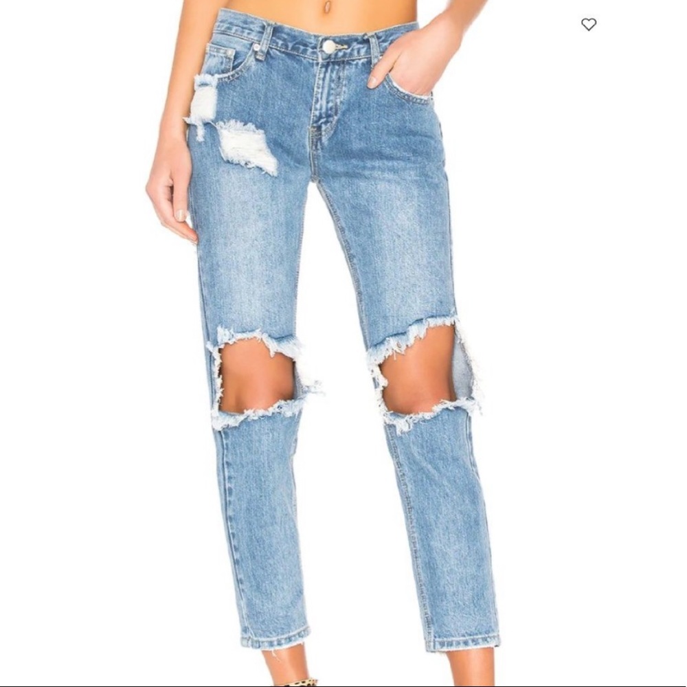 REVOLVE Superdown Angie Girlfriend Straight Leg Distressed Denim Jeans
